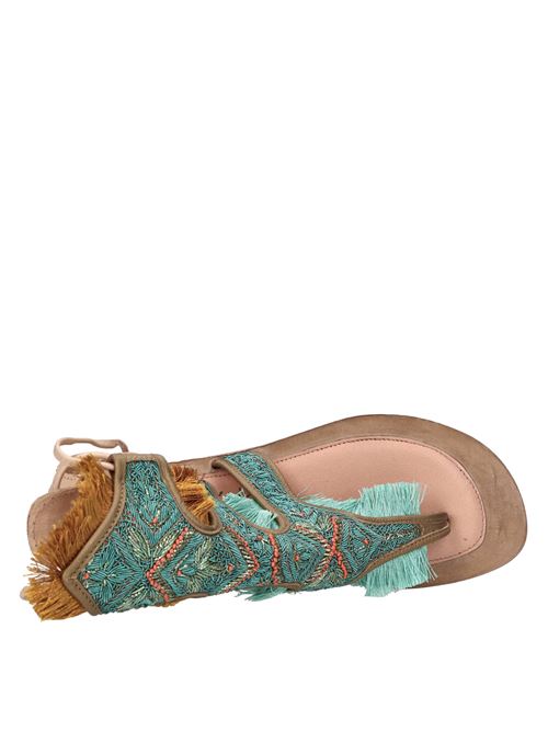 Sandali flat infradito in pelle MEHER KAKALIA | QUEEN CLIOLOVATO ORO-TURCHESE